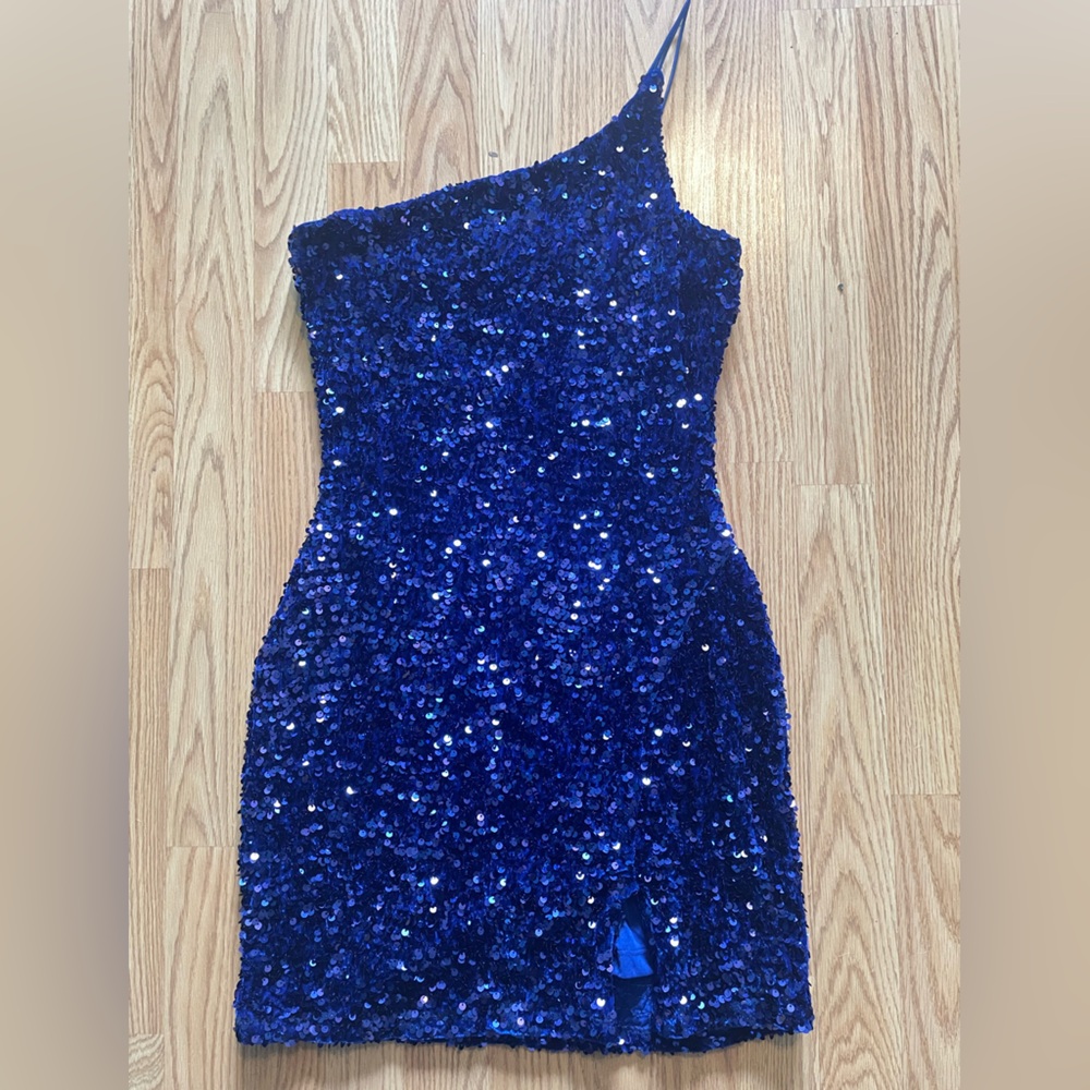 Midnight doll mini one shoulder sequin homecoming dress